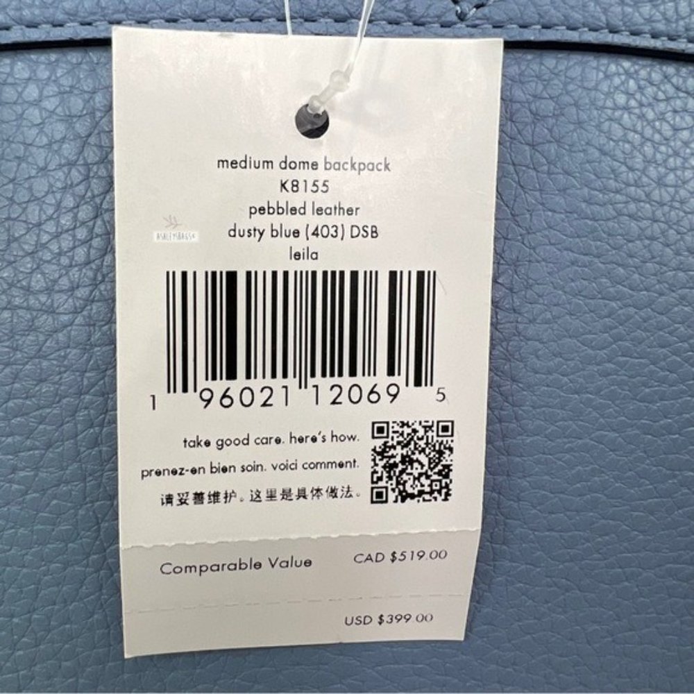 Kate Spade Leila Dome Backpack & Medium Compact Bifold Wallet In Dusty Blue - Picture 10 of 16